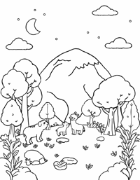 Globe With Trees Flowers And Animals For Earth Day... Coloring Page
