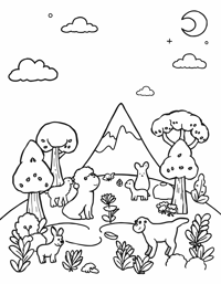 Globe With Trees Flowers And Animals For Earth Day... Coloring Page