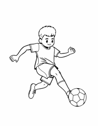 Soccer Player Kicking A Ball Toward A Goal With A... Coloring Page