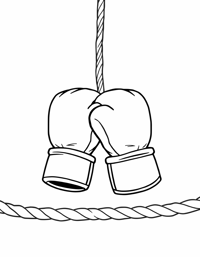 Boxing Gloves Hanging From A Rope In A Boxing Ring... Coloring Page