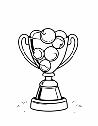 Championship Trophy Surrounded By Sports Equipment... Coloring Page
