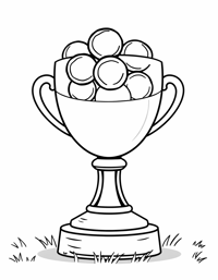 Championship Trophy Surrounded By Sports Equipment... Coloring Page