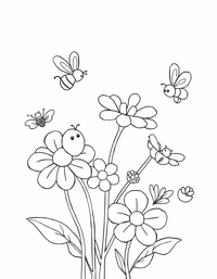 Summer Meadow Filled With Blooming Flowers And... Coloring Page