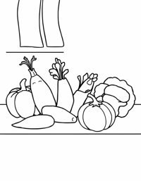 Broccoli Floret And Cauliflower On A Cutting Board... Coloring Page