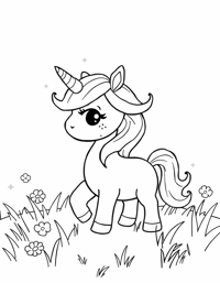 Cute Unicorn Lying On Its Back In A Meadow... Coloring Page
