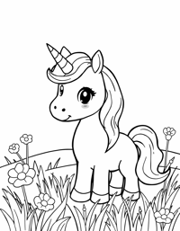 Cute Unicorn Lying On Its Back In A Meadow... Coloring Page