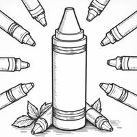 Crayon Surrounded By Crayons Coloring Page