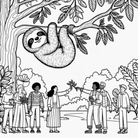 Sloth Eating People Coloring Page