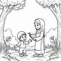Drawing A Ramadan Theme For Grade 1 Coloring Page