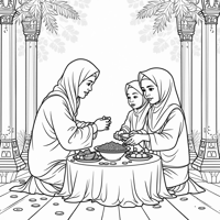 Drawing A Blessed Ramadan Theme Coloring Page