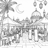 Ramadan Month Theme Coloring Page