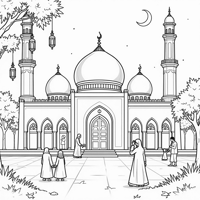 Ramadan Mosque Theme Coloring Page