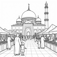 Ramadan Kareem Mosque Coloring Page