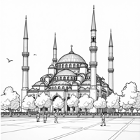 Masjid Nabawi Coloring Page