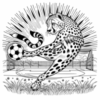 Cheetah Playing Soccer Coloring Page