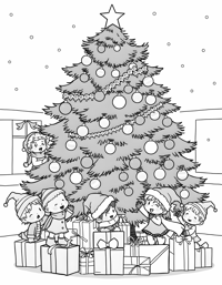 A Group Of Chibi Characters Both Kids And Elves... Coloring Page