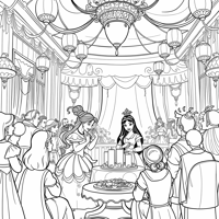 Princess Belle With Princess Mulan Coloring Page