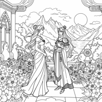 Princess Belle With Princess Mulan Coloring Page