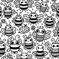 Bumblebee Doodles Coloring Page