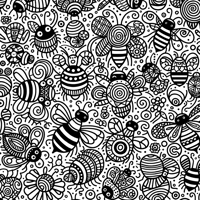 Bumblebee Doodles Coloring Page