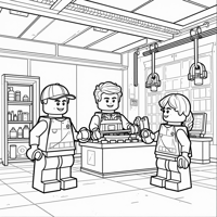 LEGO Mechanic Garage With People Coloring Page