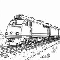A Picture Of A Diesel Train On The Tracks With A... Coloring Page
