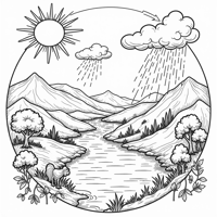 Water Cycle Coloring Page