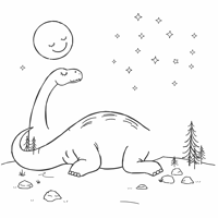 Brontosaurus Sleeping Under A Bright Moon... Coloring Page