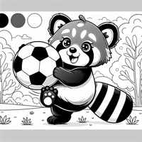 A Red Panda Playing Soccer Coloring Page
