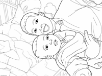 A Man Is Holding A Baby In His Arms Coloring Page