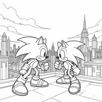 Sonic The Hedgehog Standing Back To Back With... Coloring Page