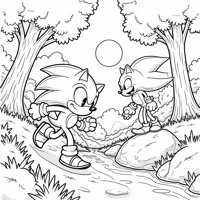 Sonic The Hedgehog And Greninja. Coloring Page