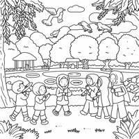 Make A Themed Sketch Design Of A Child In Muslim... Coloring Page