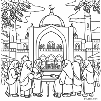 Make A Themed Sketch Design Of A Child In Muslim... Coloring Page