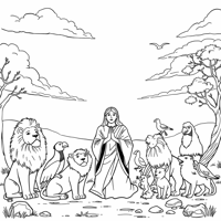 A Religious Scene Featuring A Figure In Prayer... Coloring Page