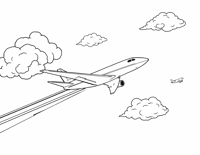 Airplane With Contrails Against A Bright Blue Sky Coloring Page