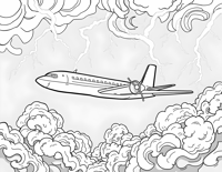 Airplane Flying Through A Thunderstorm With... Coloring Page