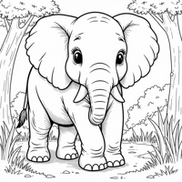 Elephant In The Zoo Coloring Page