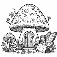 Design A Cottage Core Style Toad Stool House With... Coloring Page