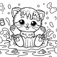 A Super Cute Cat Covered In Jelly Coloring Page