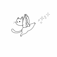 A Cat With Crow Wings Flying Through The Sky... Coloring Page