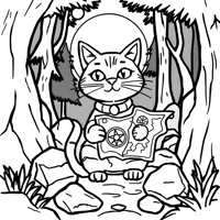 A Cat Covered In Rocks With A Mysterious Mark On... Coloring Page