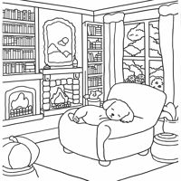 A Pup Relaxing On A Comfy Chair Coloring Page