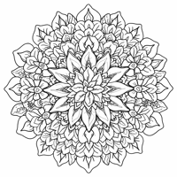 A Dreamy Floral Mandala Composed Of Various... Coloring Page