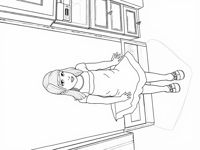 A Young Girl Is Standing In A Kitchen Wearing A... Coloring Page