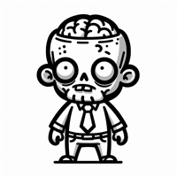 Zombie With Funny Head Coloring Page