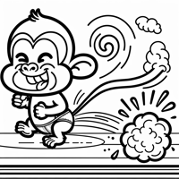 Funny Monkey Farting Coloring Page