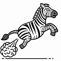 Zebra Jumping And Farting Coloring Page