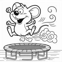 Mouse Farting While Jumping On Trampoline Coloring Page