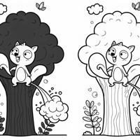 Squirrel Farting In A Tree Coloring Page